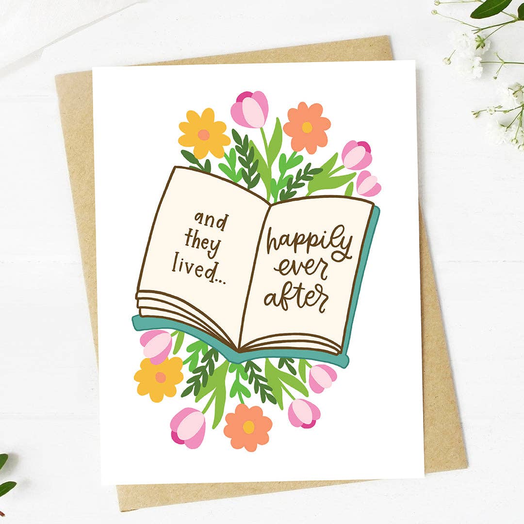 Happily ever after wedding greeting card front