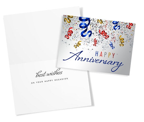 Anniversary greeting card confetti inside