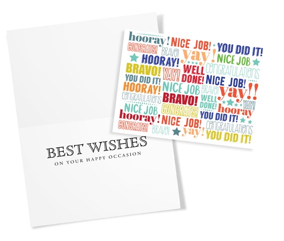 Congratulations greeting card word cloud inside