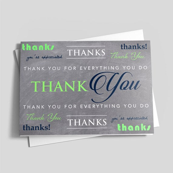 Thank you greeting card words