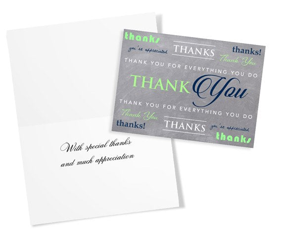 Thank you greeting card words inside