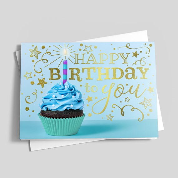 Happy birthday greeting card cupcake
