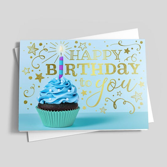 Happy birthday greeting card cupcake