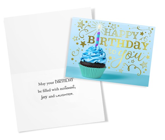 Happy birthday greeting card cupcake inside