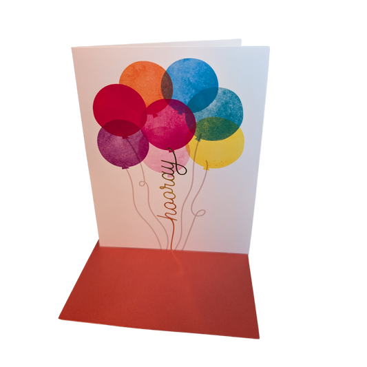 Card with Balloons and Hooray