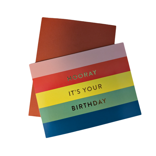 rainbow stripe greeting card for birthday