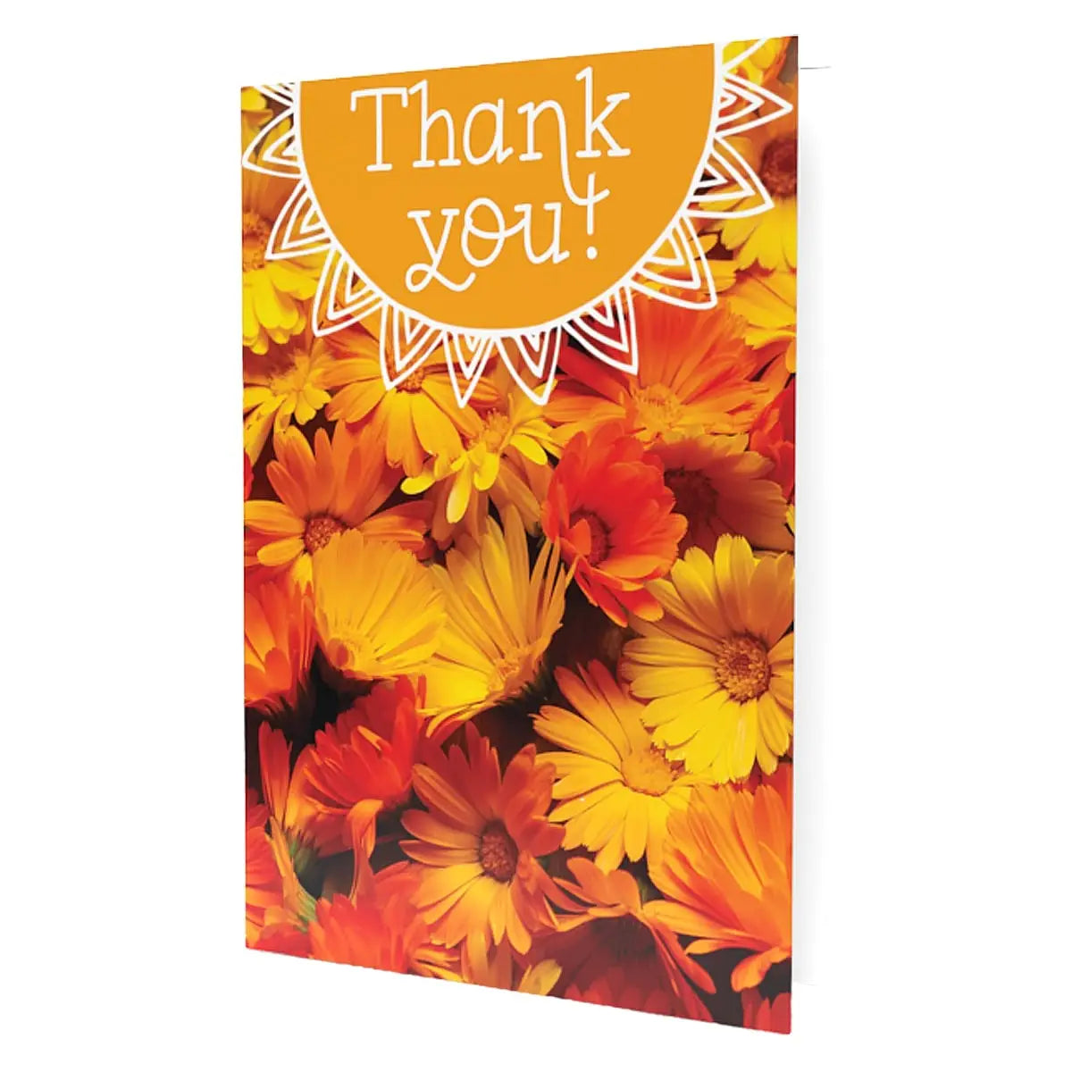 Thank you greeting card orange flowers front