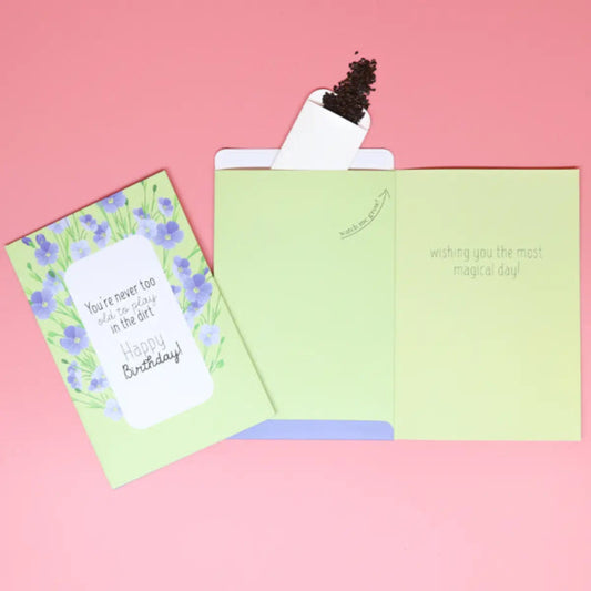 Never too old Birthday greeting card front andback