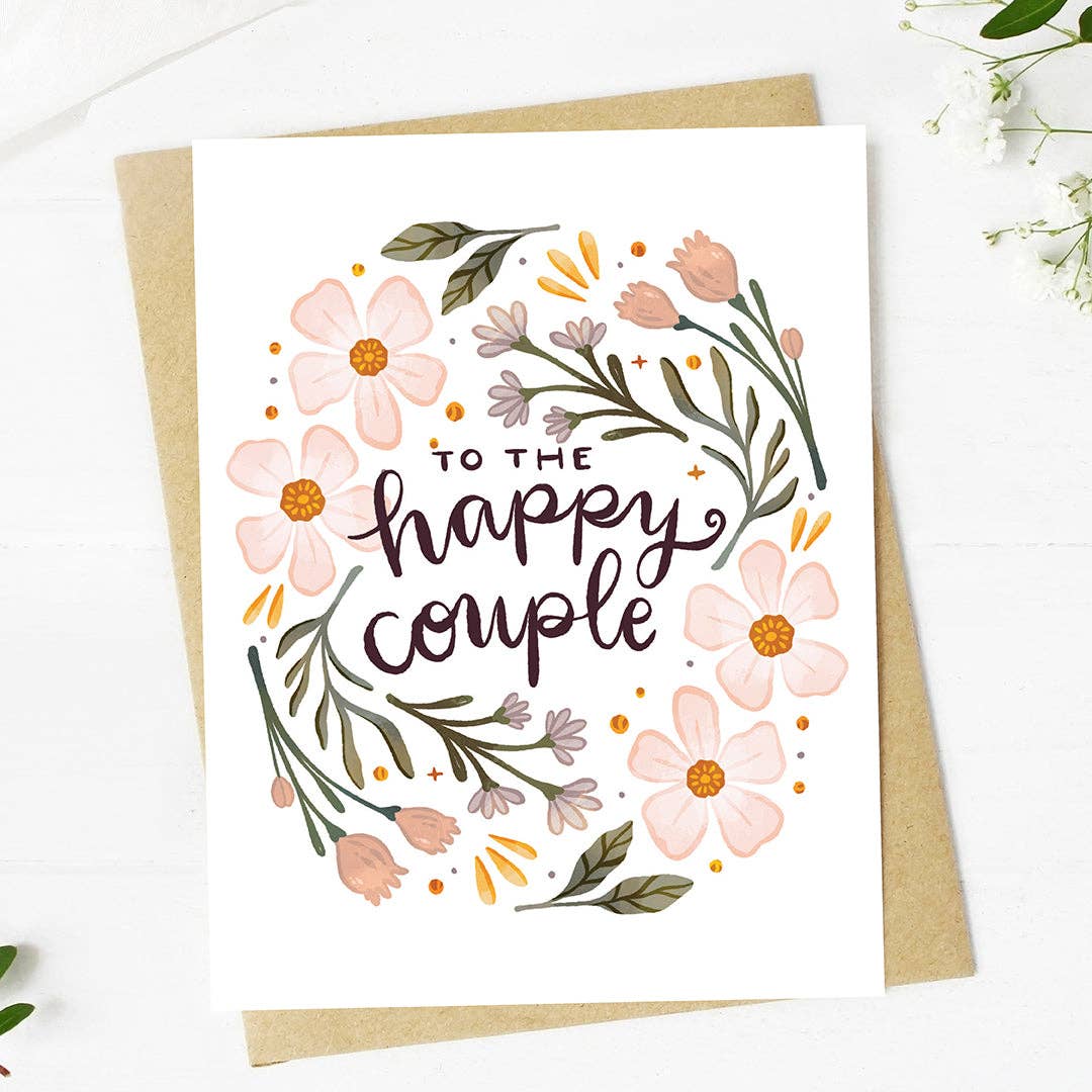 Happy couple wedding greeting card front
