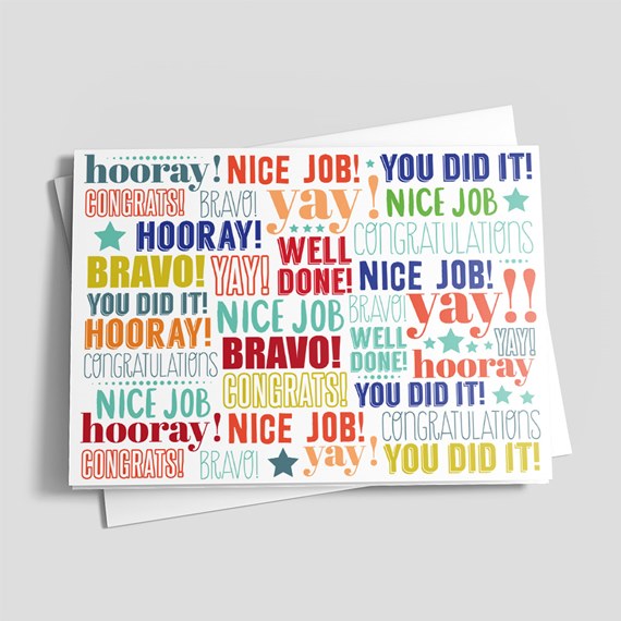Congratulations greeting card word cloud