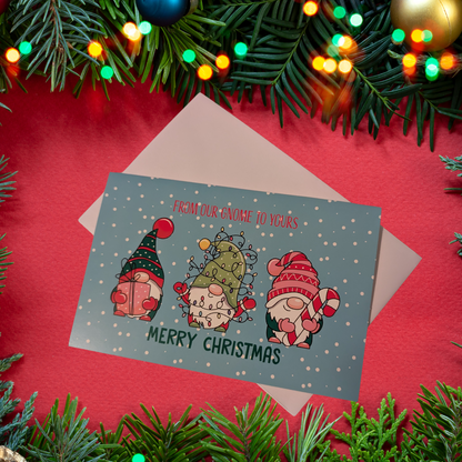 Gnome Christmas Greeting Card Front